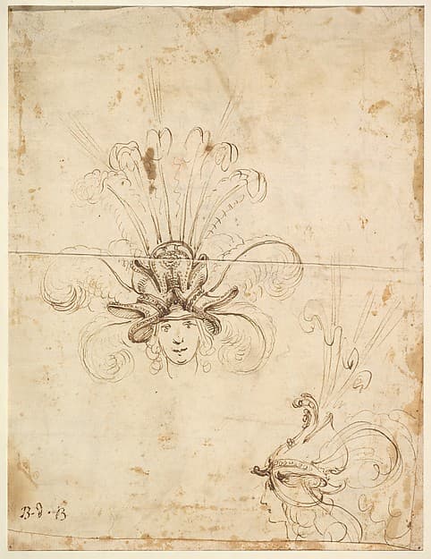 Design for a Headdress (front and side view) — Baccio del Bianco