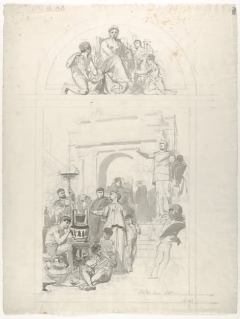 Greek Vase-Painting (Design for a Wall Decoration) — Anton von Werner