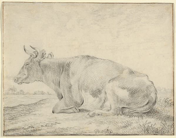 A Cow Lying in a Landscape — Pieter Gerardus van Os