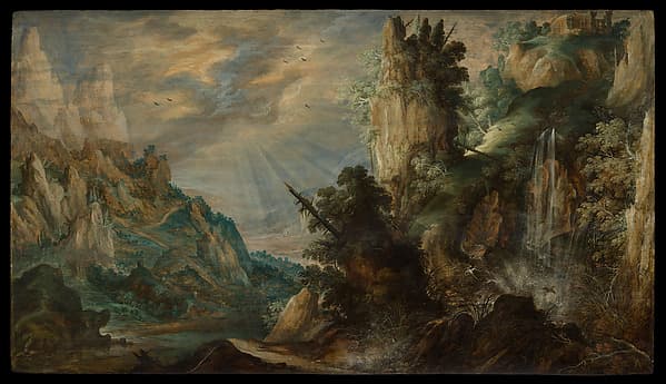 A Mountainous Landscape with a Waterfall — Kerstiaen de Keuninck