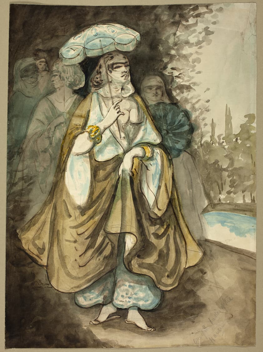One of the Ladies of the Harem (recto); Fragment of a Landscape (verso) — Constantin Guys