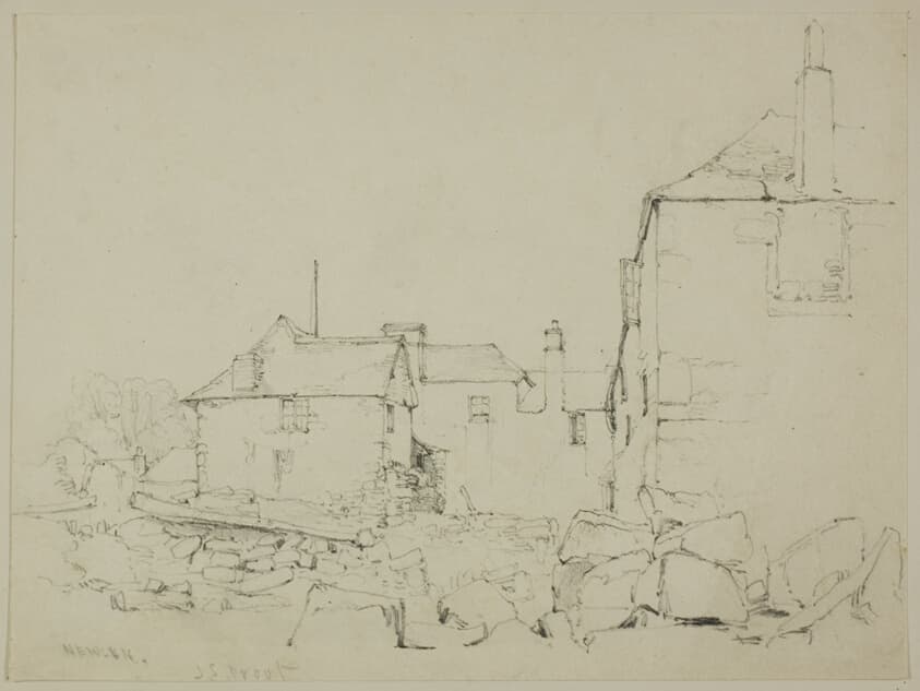 Houses and Stone Wall, Newlyn — John Skinner Prout