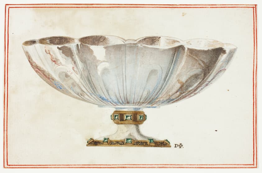 Fluted Bowl with Jewelled Base — Giuseppe Grisoni