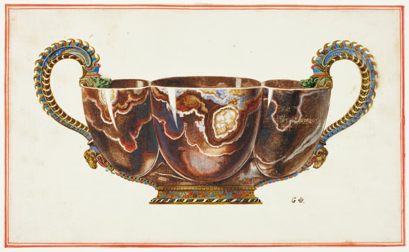Basin with Enamelled Handles, Decorated with Dragon and Ram Heads — Giuseppe Grisoni