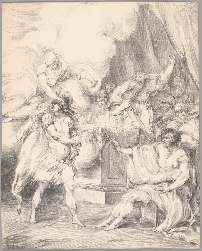 Achilles Restrained by Athena in Agamemnon's Tent, from Iliad, Book I — Johan Tobias Sergel
