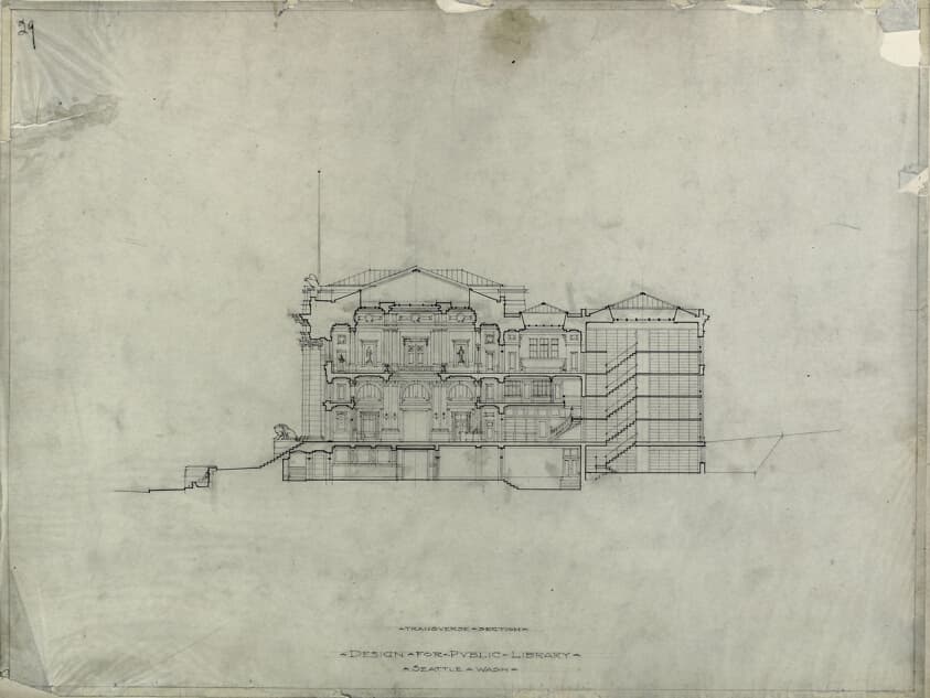 Seattle Public Library, Seattle, Washington, Traverse Section — Peter Joseph Weber