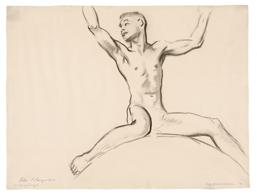 Seated Male Nude, Arms Uplifted — John Singer Sargent