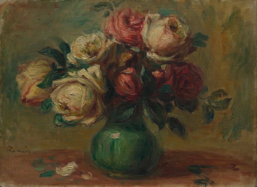 Roses in a Vase — Pierre-Auguste Renoir