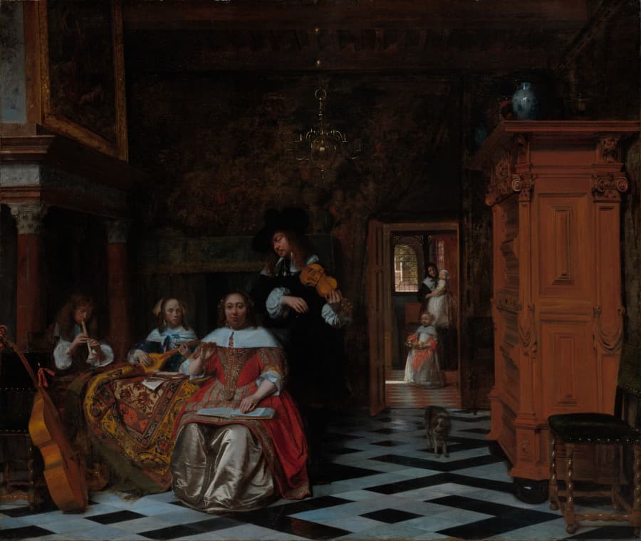 Portrait of a Family Playing Music — Pieter de Hooch