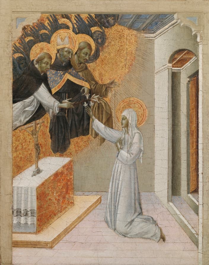 Predella Panel from an Altarpiece: St. Catherine of Siena Invested with the Dominican Habit — Giovanni di Paolo