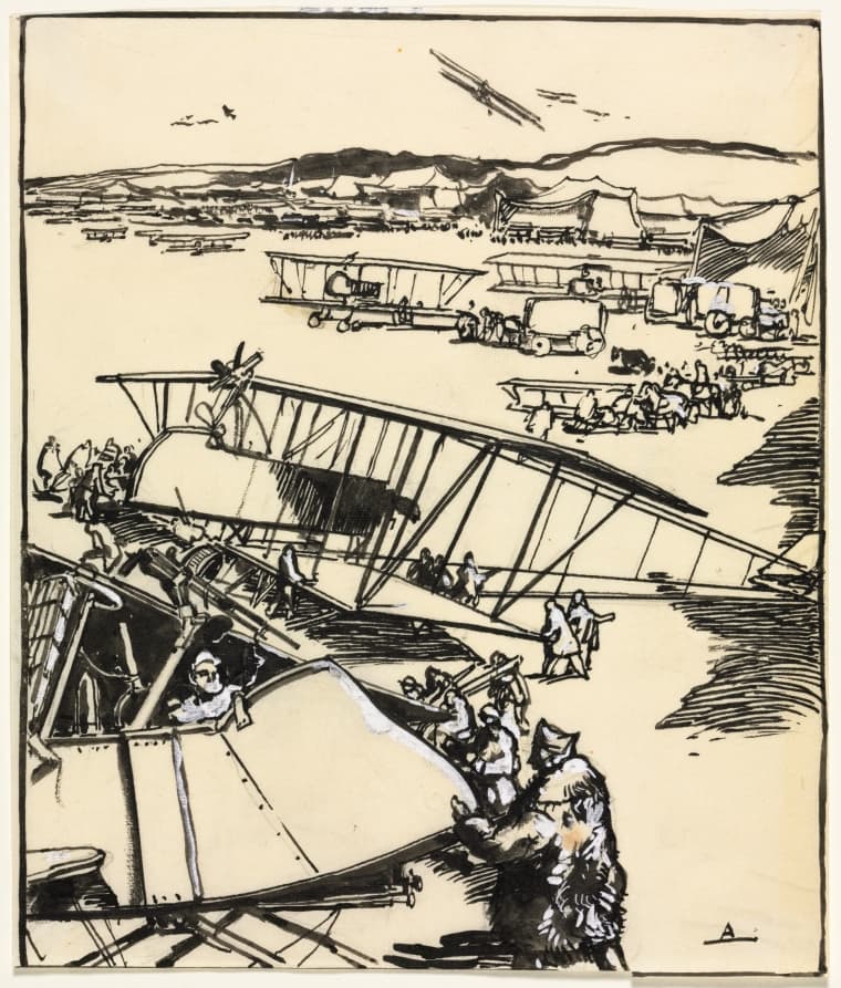 Avions reposant sur le terrain (recto) — Auguste Louis Lepère