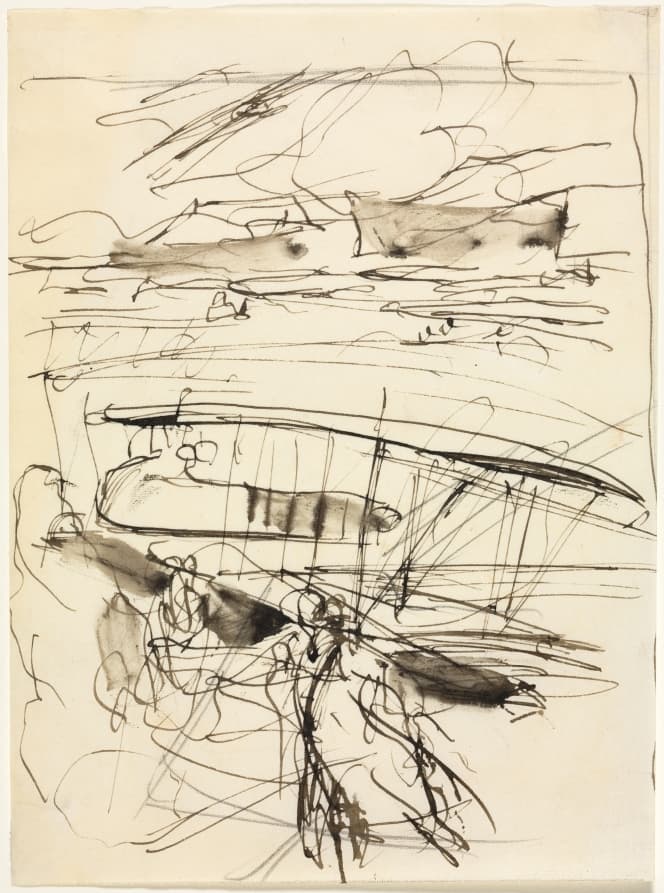 Avions reposant sur le terrain (verso) — Auguste Louis Lepère