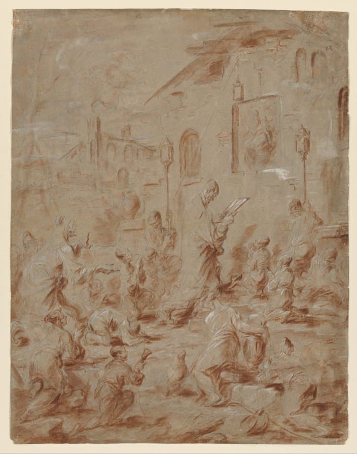 Worshippers at a Street Shrine — Alessandro Magnasco