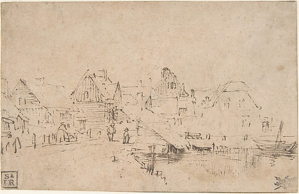 Rembrandt (Rembrandt van Rijn) — Houses by the Water