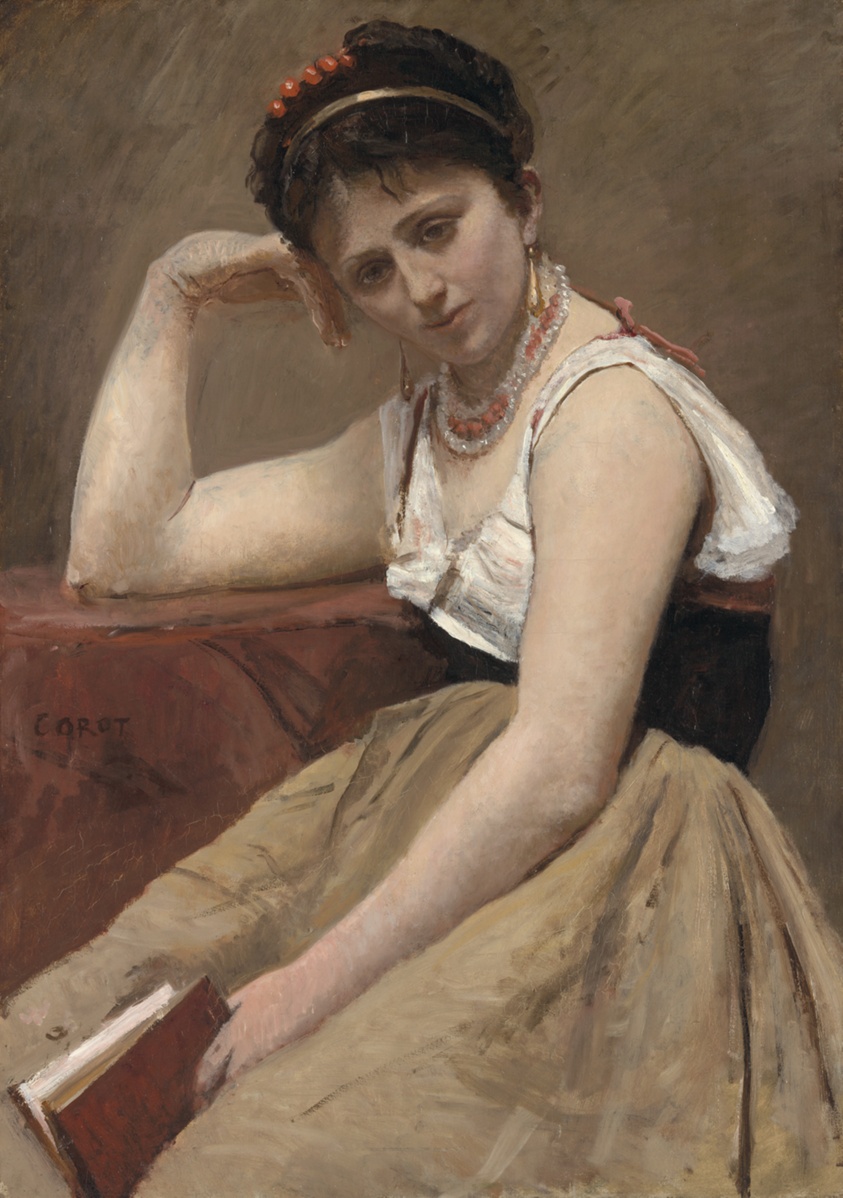 Jean-Baptiste-Camille Corot (French, 1796–1875) — Interrupted Reading